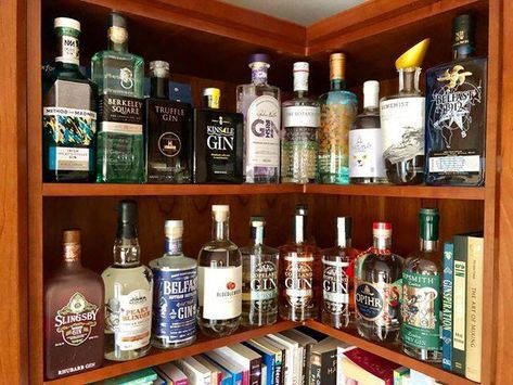 We love this home gin bar inspiration sent by one of our users. This home gin bar combines a beautiful gin collection with a book collection, brilliant home bar inspiration. Gin Collection, Bar Inspiration, Gin Bar, Gin Bottles, Shelf Ideas, Dream Decor, Displaying Collections, Book Collection, Home Bar