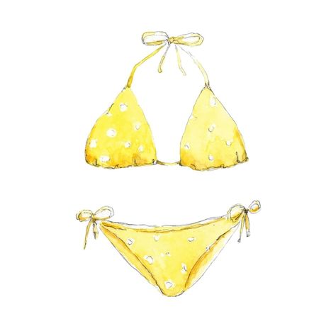 Yellow polka dot bikini swimsuit waterco... | Premium Vector #Freepik #vector #watercolor Swimsuit Drawing, Nail Competition, Suit Drawing, Swimsuit Aesthetic, Etsy Ideas, Yellow Polka Dot, Junior Year, Summer Bucket, Art Class