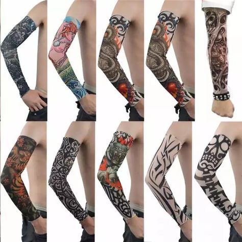 Fake tattoo Manset Lengan, Stocking Tattoo, Fake Tattoo Sleeves, Tattoo Health, Hand Socks, Arm Temporary Tattoos, Temporary Tattoo Sleeves, Stocking Designs, Tattoo Sleeves