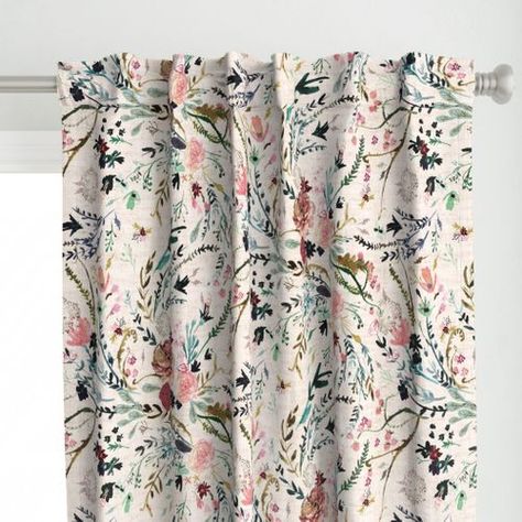 Shop the world’s largest marketplace of independent surface designers - Spoonflower Modern Farmhouse Curtains, Luxurious Curtains, Patterned Curtains, Flower Curtain, Farmhouse Curtains, Etsy Fabric, Curtains Window, Custom Window Treatments, Grasscloth Wallpaper