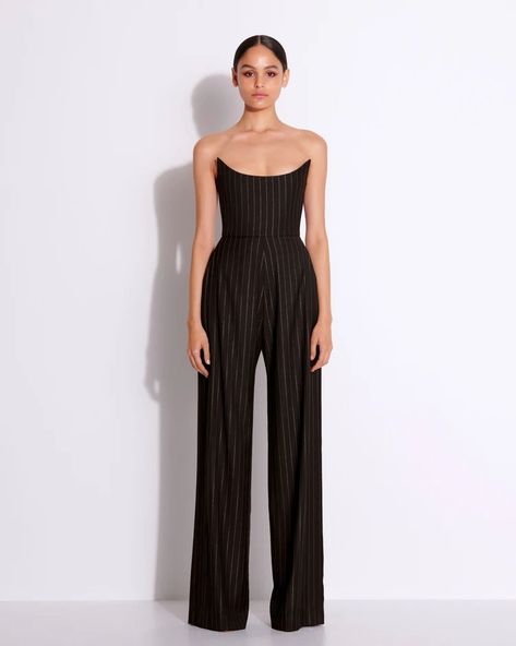 Ready to Wear – Alex Perry Corset Jumpsuit Outfit, Jumpsuit Corset, Corset Jumpsuit, Pinstripe Jumpsuit, Corset Outfit, Suit Jumpsuit, Alex Perry, Corset Bodice, Black Outfits