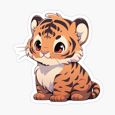 Kawaii Tiger Tattoo, Chibi Tiger, Tiger Kawaii, Kawaii Tiger, Tiger Cute Illustration, Cute Tiger Clipart, Tiger Sticker Cute, Cute Tiger Cubs, Tiger Drawing