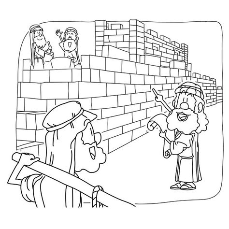 Nehemiah rebuilt the Jerusalem's Walls Nehemiah Craft, Nehemiah Rebuilds The Wall Craft, Rebuilding The Temple, Christian Clipart, Sunday School Coloring Pages, Sabbath School, Children Crafts, Bible Story Crafts, Preschool Craft