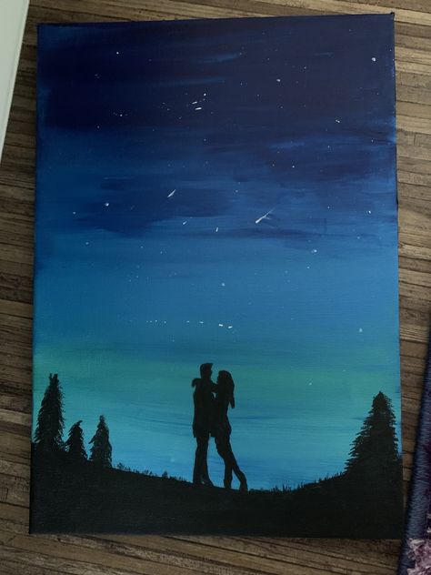 Painting Of A Couple In Love, Canvas Painting Ideas Romantic, Loving Couples Painting, Acrylic Painting For Couples, Canvas Drawing Couple, Canvas Painting Couple Love, Couple Painting Silhouette, Canvas Painting Of Couples, Easy Paintings Couple