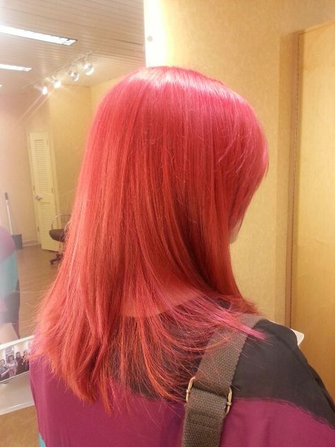 Pink Red And Orange Hair, Pinky Orange Hair, Pink Orange Hair Color, Orange Pink Hair, Orangey Pink Hair, Orange And Pink Hair, Pink Orange And Yellow Hair, Red Pink Hair Aesthetic, Pink And Orange Hair