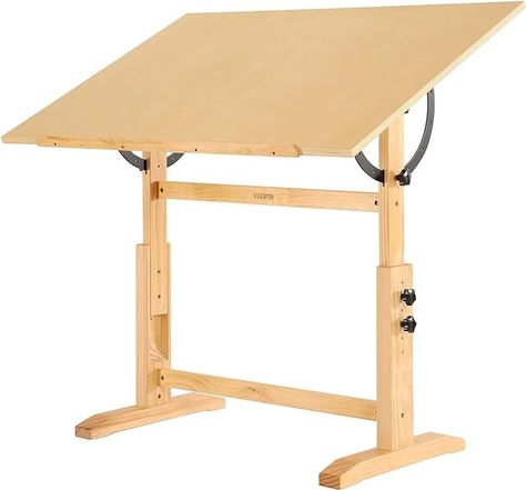 Amazon.com: VISWIN 30" x 42" Extra-Large Artist Drafting Table, Adjustable Height & Angle, Solid Pine Wood Drawing Table, Art Table for Adults, Tilts Flat, Craft Table for Painting, Writing, Reading : Home & Kitchen Rustic Office Desk, Bureau D'art, Office Desk With Hutch, Wood Drawing, Jose Marti, Painting Writing, Drawing Desk, Rustic Office, Drafting Table