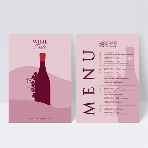 Tasting Menu Design, Pink Elements, Menu Flyer, Menu Designs, Powerpoint Word, Presentation Video, Tasting Menu, Vintage Wine, Design Image