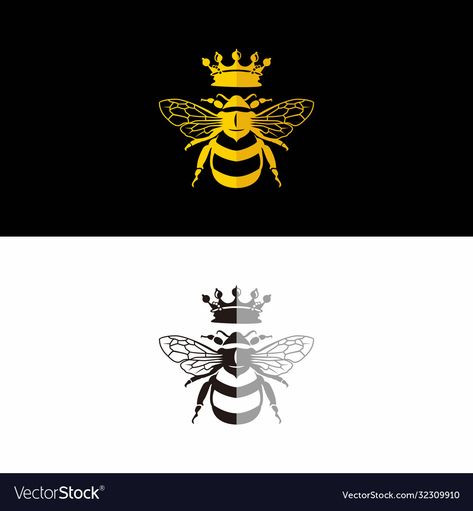 Flat Design Logo, Flat Logo Design, Bee Logo, Flat Logo, Queen Bee, Vector Stock, Queen Bees, Flat Design, Design Logo