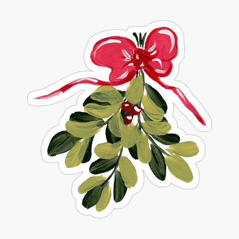 Get my art printed on awesome products. Support me at Redbubble #RBandME: https://www.redbubble.com/i/sticker/Painterly-Christmas-Mistletoe-with-Holly-Berries-by-JasmineGDesigns/165396614.EJUG5?asc=u Holly Branch, Christmas Mistletoe, Holly Berries, Art Projects, Painter, My Art, Awesome Products, Collage, Art Prints