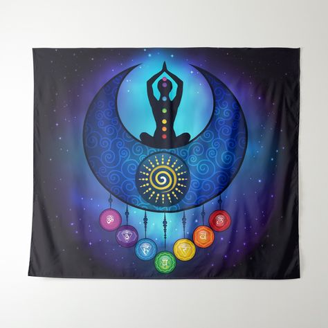 Moon & Sun Woman Chakra Tapestry - https://www.zazzle.com/z/xazulcob #chakratapestry #7chakras #7chakratapestry #chakras #charkwallart #sunmoonchakras #sunmoon #crescentmoon #sun #universe #universetapestry #mediationtapestry #meditation #meditationchakras Chakra Tapestry, Sun Universe, Sun Woman, Chakra Art, Moon Sun, 7 Chakras, Sun Moon, Crescent Moon, Chakra