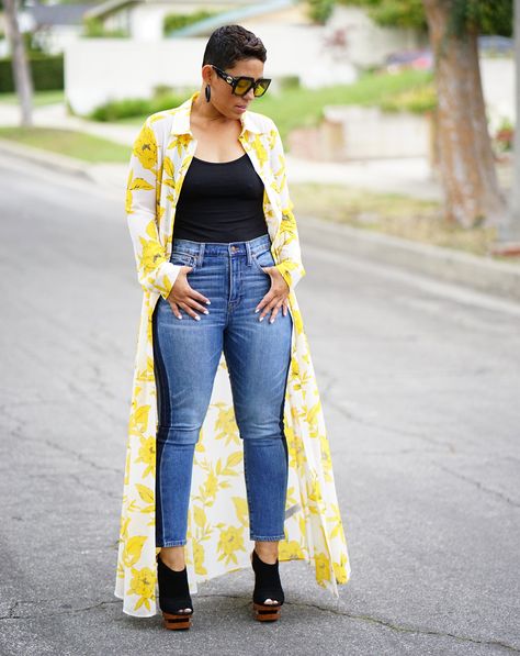 Ootd Yellow, Mimi G Style, Plus Zise, Mimi G, Summer Plus Size, Dusters, Black Women Fashion, Weekend Outfit, Curvy Outfits