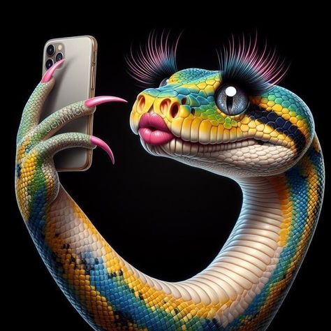 Funny Snake Pictures, Snakes Pictures, Snake Picture, Snake Funny, Funny Snake, رسم كاريكاتير, Colorful Snakes, Animal Caricature, Snake Art