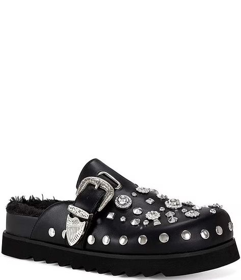 Azalea Wang Chatter Studded Faux Fur Lined Clogs | Dillard's Studded Clogs, Ugly Shoes, Azalea Wang, Shoe Inspo, Dillard's, Shoes Shoes, Clogs, Clothing Accessories, Faux Fur