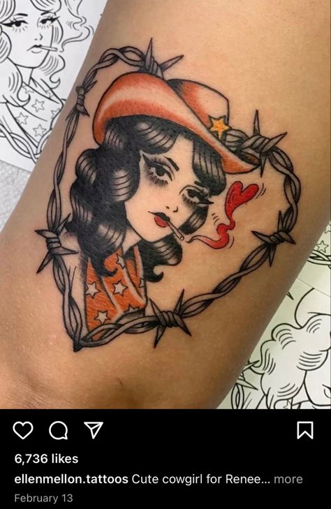 Hanger Tattoo, Cowgirl Tattoo, Harmony Tattoo, Tattoos Dotwork, Traditional Tattoo Woman, Side Hip Tattoos, Tattoos Japanese, Cowgirl Tattoos, Traditional Tattoo Inspiration