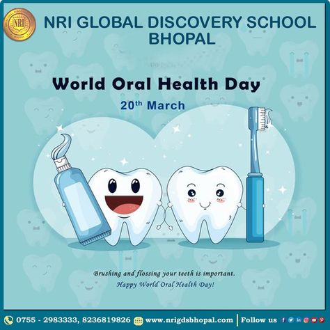 Happy World Oral Health Day! World Oral Health Day, Dental Posts, Sweet Smile, Dental Teeth, Health Day, Healthy Smile, Madhya Pradesh, Health Matters, Dental Clinic