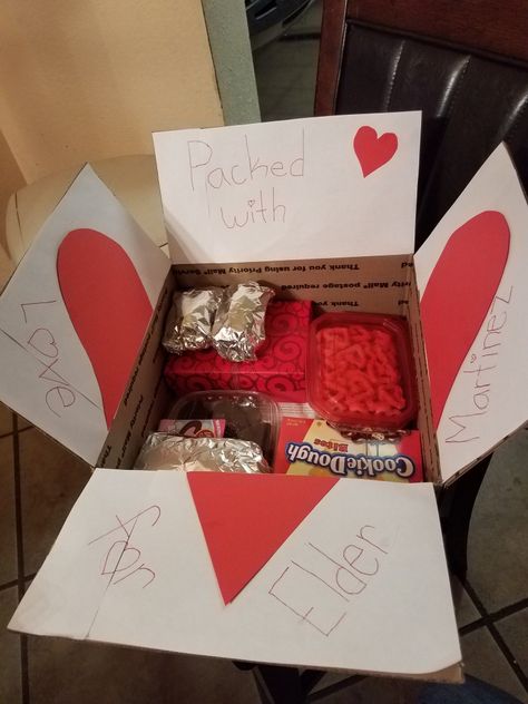 Missionary care package for Valentine's day Valentines Missionary Package, Missionary Valentines Package, Missionary Package Ideas, Missionary Care Packages, Missionary Gifts, Care Packages, Valentine Box, Care Package, Teacher Gifts