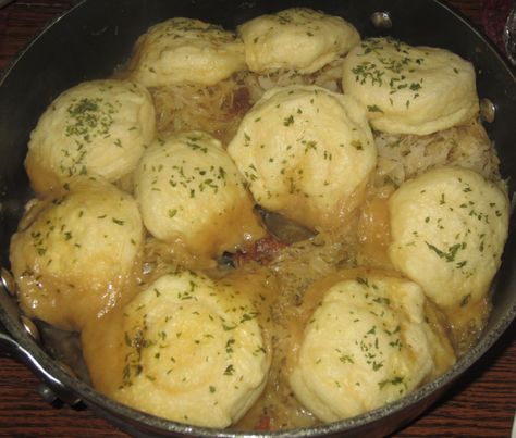 sauerkraut dumplings | Sauerkraut Dumplings Recipe, Sauerkraut Dumplings, Sauerkraut And Dumplings, Pork Chops With Sauerkraut, Pork Sauerkraut, Pork Roast And Sauerkraut, Pork Chops And Sauerkraut, Pork And Sauerkraut, Slow Roasted Pork Shoulder