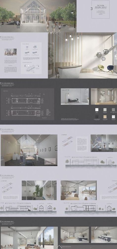 Interior Design Portfolio Examples, Interior Design Presentation Boards, Interior Presentation, Interior Design Portfolio Layout, Mises En Page Design Graphique, Architecture Portfolio Layout, Presentation Board Design, Interior Design Layout, Interior Design Student