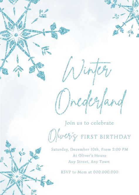 Winter Onederland Boy Invitation, Snowflake First Birthday Invite, Sparkling Blue Christmas Invitation, Boy Winter Wonderland Invite D E M O L I N K _______________________ Copy and paste this URL into your browser to try before purchase: https://www.corjl.com/d/10246N Winter Wonderland Invitations, First Birthday Winter, Winter Onederland Invitations, First Birthday Invite, Christmas Invitation, Winter Onederland, Christmas Invitations, Birthday Invite, 10th Birthday