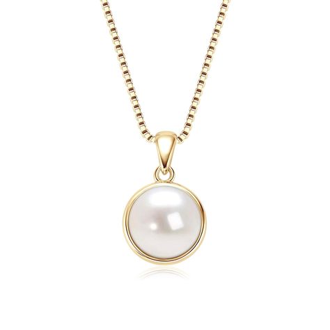 PRICES MAY VARY. [Charming & Shiny] The beauty of freshwater button pearl on a sterling silver necklaces chain in classy and sophisticated. Whether it is matching a skirt or a shirt, it can show your elegance and beauty, suits for formal event or daily casual. [Material and Size] Gold pearl drop necklace made of high quality 925 sterling silver. Hypoallergenic, lead & nickel free, and plated with 18k gold to prevent tarnishing. Chain length 18"+2" extension and fit of most of the women. [Fine Je Single Pearl Pendant, Simple Pearl Necklace, Necklace Inspiration, Single Pearl Necklace, Necklaces Chain, Pearl Drop Necklace, Single Pearl, Long Pearl Necklaces, Simple Pearl