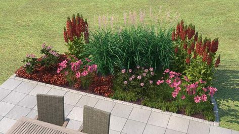 Backyard Dining Area, Landscaping Around Patio, Backyard Flowers Beds, Patio Edging, Backyard Dining, Backyard Layout, Small Front Yard Landscaping, Small Front Yard, Creative Landscape