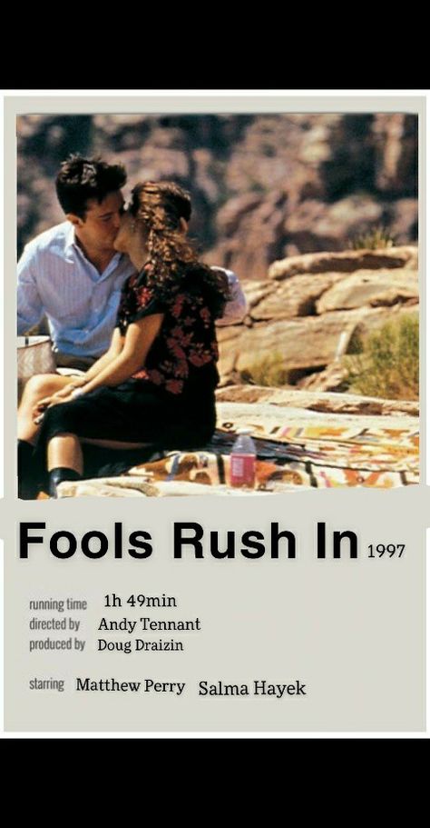 Fools Rush In Movie, Rush Movie, Best Couple Photos, Period Drama Movies, 90s Films, Film Watch, Film Lovers, Minimalist Movie Poster, Movie Covers