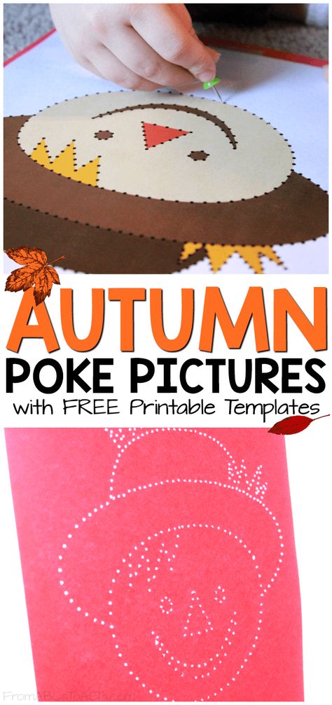 Poke Pictures, Preschool Fine Motor, Fall Preschool, Printable Templates, Window Clings, Fine Motor, Fall Season, The Fall, Free Printable