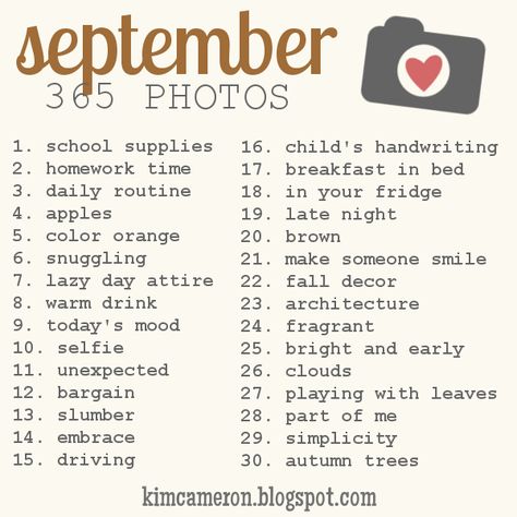 Photo Challenge Instagram, August Photo Challenge, September Photo Challenge, 365 Photo Challenge, Photography Bucket List, 365 Day Challenge, Photo A Day Challenge, Photo Prompts, Fall Mood Board