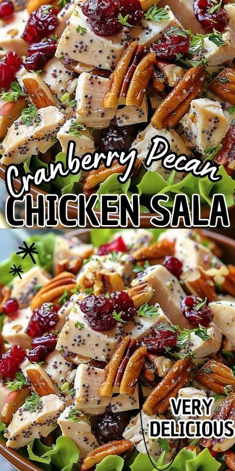 Cranberry Pecan Chicken Salad with Poppy Seed Dressing is an easy recipe that a whole family would love! It's a great side dish or light dinner. This salad makes a wonderful meal for the holiday menu, especially Thanksgiving or Christmas. Chicken Salad With Walnuts Recipe, Craisins Recipes, Cranberry Pecan Chicken Salad, Cranberry Walnut Chicken Salad, Salad With Poppy Seed Dressing, Christmas Cranberry, Cranberry Chicken Salad, Pecan Chicken Salads, Chicken Salads