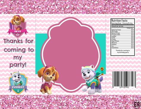 SKYE & EVEREST PAW PATROL CHIP BAG PRINTABLE | Free Template Included | ellierosepartydesigns.com Skye Paw Patrol Party, Paw Patrol Printables, Paw Patrol Decorations, Chip Bag Template, Everest Paw Patrol, Potato Bag, Spiderman Coloring, Skye Paw, Bag Template