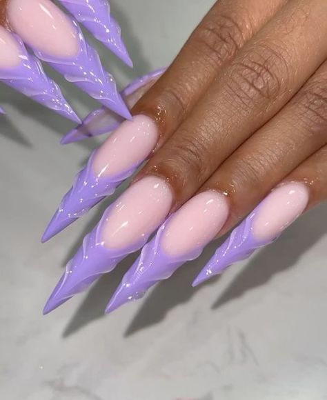 TNB on Instagram: "Perfect Purple tips🌂☂️💧 • • • • ✨💅🏽Follow @thenailbabeuk for more nail inspiration💅🏽✨ 📸: @ceenails102✨ #clearnails #frenchtips #uniquenails #jellynails #stillettonails #vacationnails #purplenails #fallnails #uniquenails #3dnails #creativenails #thenailbabeuk" Mermaid French Nails, Purple Stilletos Nails, Lavender Stiletto Nails, Square And Stiletto Nails Together, Purple Nails Stiletto, Purple Stilleto Nails, Stiletto Acrylic Nails Designs, Purple Stiletto Nails Design, Pretty Stiletto Nails