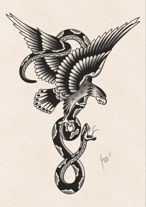 Eagle And Snake Drawing, Eagle And Snake Tattoo Traditional, Eagle Snake Tattoo Traditional, Traditional Tattoos Eagle, Eagle Snake Tattoo, Eagle And Snake Tattoo, Traditional Tattoo Stencils, Eagle Snake, Black Men Tattoos