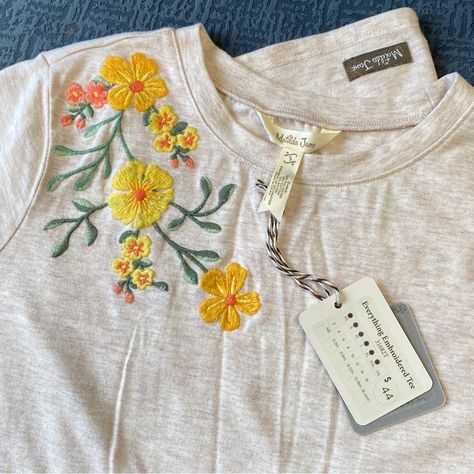 Everything Embroidered Tee T-Shirt Matilda Jane Nwt New With Tags Women’s Size Small Dream Chasers Collection Beautiful Floral Embroidery Heathered Knit March 2021 Matilda Jane Lookbook Included With Purchase Any Questions? Ask Below. I Am A Retired Trunk Keeper And Have More Matilda Jane, Good Hart And Other Brands In My Closet Shop My Closet For Opportunities To Bundle And Save! Thank You For Looking! Embroider T Shirt Diy, Womens Embroidered Shirts, Embroidery Shirts For Women, Dream Chasers, Embroidery Shirts, T Shirt Embroidery, Flutter Sleeve Shirt, Applique Tee, Ruffle T Shirt