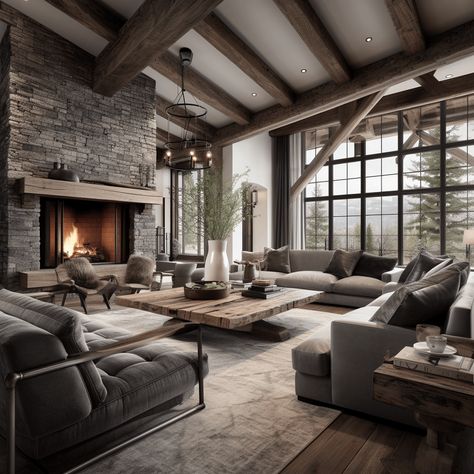 Modern Farmhouse Living Room Ideas, Cabin Homes Interior, Cozy Log Cabin, Cabin Living Room, Modern Farmhouse Living, Interior Design Guide, Bench Decor, Cabin Living, Modern Farmhouse Living Room