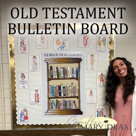 The Books in The Old Testament Interactive Bookshelf! - Singing Time Ideas | LDS | Camille's Primary Ideas Old Testament Bulletin Board Ideas, New Testament Primary Bulletin Board, Lds Primary Bulletin Board 2023, Primary Bulletin Board, Primary 2023, Singing Time Ideas, Creative Bulletin Boards, Primary Presidency, Primary Chorister