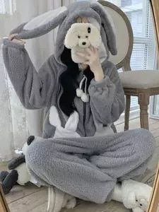 Dinosaur Pajamas In Autumn And Winter Women's Lovely Design Thickened Plush Pajamas Loose Coral Velvet Housewear Pajamas - Robes - AliExpress Pajamas Cute, Hooded Jumpsuit, Pijamas Women, Flannel Nightgown, Winter Collars, Girls Sleepwear, Cute Princess, Fleece Pajamas, Cute Pajamas