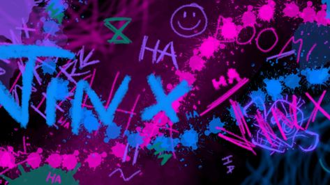 #arcane #jinx Jinx Grafitti Arcane, Arcane Room Aesthetic, Jinx Laptop Wallpaper, Jinx Arcane Banner, Arcane Background Art, Arcane Laptop Wallpaper, Arcane Desktop Wallpaper, Jinx Wallpaper Pc, Arcane Jinx Aesthetic