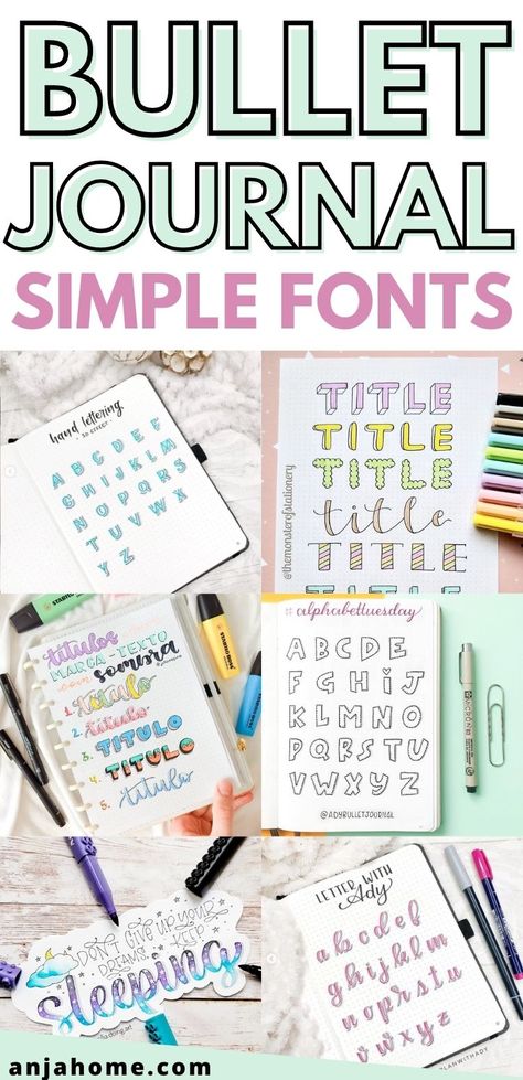 Nice Writing Fonts, Easy Fonts To Write, Alphabet Aesthetic, Bullet Journal Fonts, Fonts Doodle, Bullet Journal Hand Lettering, Lettering Worksheets, Doodle Font, Simple Lettering