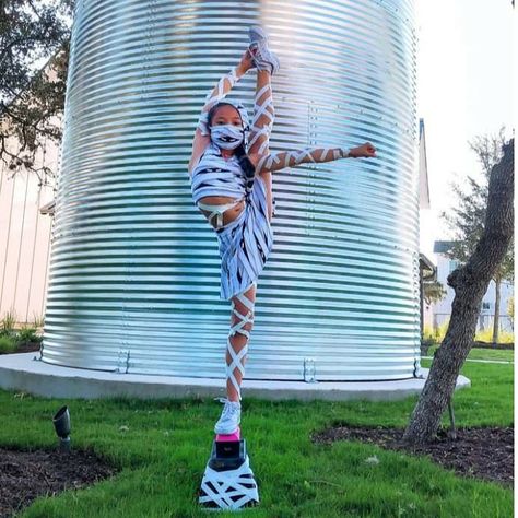 Awesome mummy costume. Cheerleader, Dance, Gymnastics practice wear costume Halloween Gymnastics, Cheerleader Dance, Gymnastics Practice, Dance Gymnastics, Mummy Costume, Gymnastics Costumes, Cheer Team Gifts, Practice Wear, Gymnastics Outfits