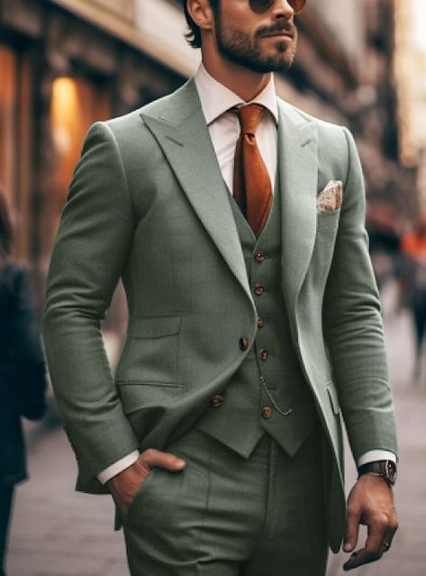 Color Verde Jade, Fall Wedding Suits, Costume Vert, Prom For Guys, Prom Suits For Men, Cheap Suits, Prom Suits, Tweed Suits, Mens Plaid