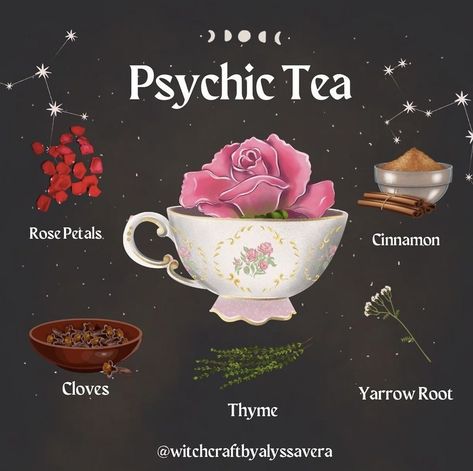 Third Eye Tea Recipe, Tea Spells Witchcraft, Witchy Tea Party, Witchy Cafe, Tea Witchcraft, Spiritual Tea, Magical Tea, Tea Magic, Tea Blends Recipes