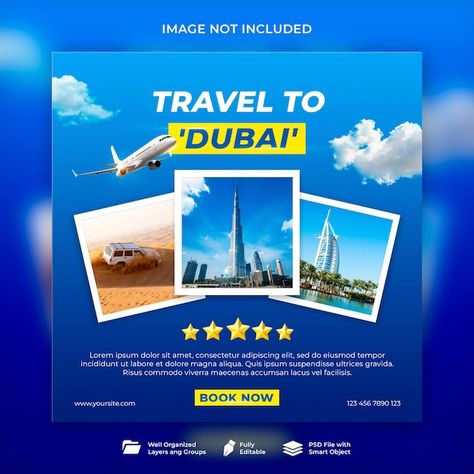 PSD tour and travel instagram post or so... | Premium Psd #Freepik #psd Travel Advertising Design, Deira Dubai, Dubai Tourism, Travel Creative, Dubai Holidays, Travel Advertising, Dubai Tour, Social Media Advertising Design, 광고 디자인