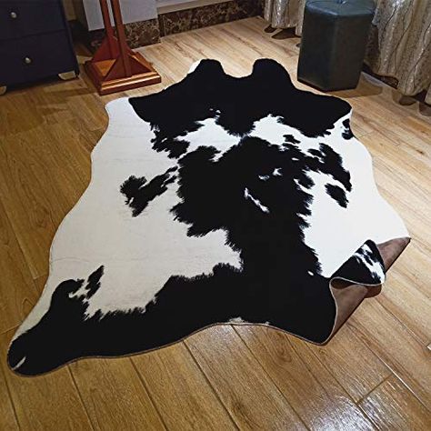 JACCAWS Faux Fur Black and White Cowhide Rug,4.6 x 6.6 Feet Cow Skin Area Rug Large Size. (4.6x6.6, Black and White) Black And White Cowhide Rug, Cow Print Rug, Faux Cowhide Rug, Cow Rug, Cow Skin Rug, Large Cowhide Rug, White Cowhide Rug, Faux Cowhide, Hide Rug