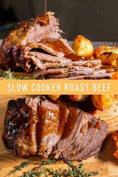 Slow Cooker Roast Beef - Slow cooking roast beef is the perfect way to bring out the best in a joint of topside Cappuccino Cake, Simple Crockpot, Slow Cooker Roast Beef, Cooking Roast Beef, Cocoa Cake, Slow Cooker Roast, Roast Beef Recipes, Slow Cooked Beef, Christmas Foods