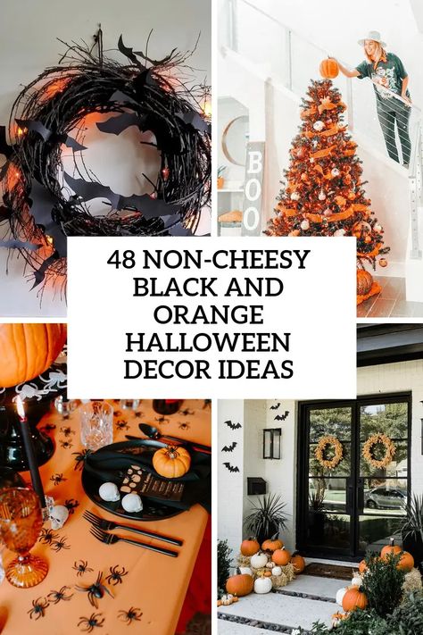 non cheesy black and orange halloween decor ideas Orange Blanket, Orange Wreath, Halloween Mantel, Modern Halloween, Halloween Orange, Orange Decor, Orange Pillows, Halloween Porch, Black Halloween