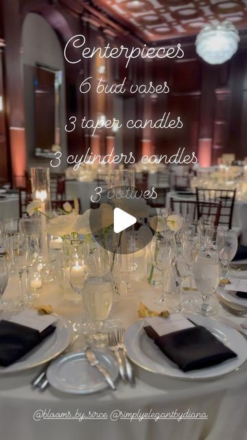 BLOOMS BY SIRCE on Instagram: "Round table centerpieces  @simplyelegantbydiana  @morgan.m.logan  @juliamorganballroom  @blooms_by_sirce  #candles #busvases #vases #flowers #love #wedding #weddings #couples #boda #tapercandles #cylindercandles  #votives #centerpieces #lasvegas #newyears #engaged💍 #engagedcouple #2024" Candle Lit Centerpieces Wedding Ideas, Candle Centerpieces Wedding Round Table, Bud Vases And Candles Centerpiece, Wedding Round Table Decorations, Simple Candle Centerpieces, Round Table Centerpieces Wedding, Candlelight Centerpieces, Round Table Centerpieces, Round Table Settings