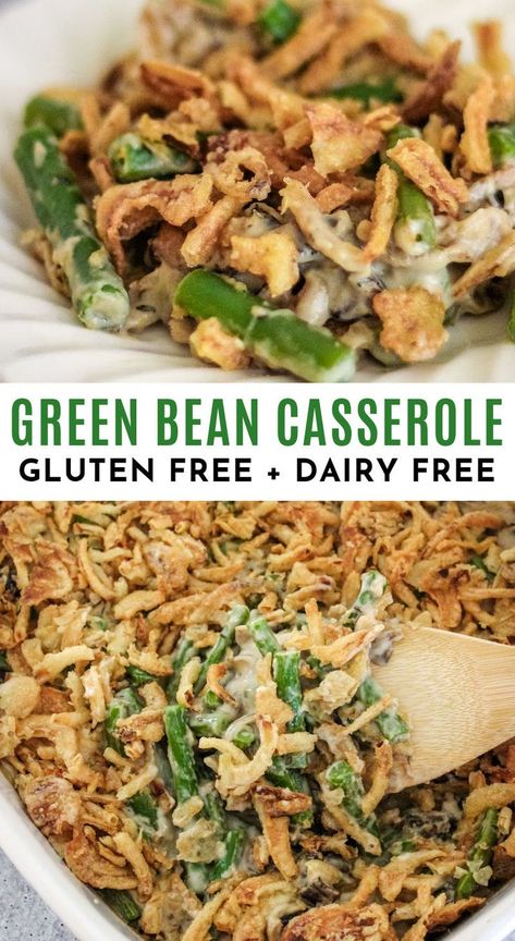 This dairy-free green bean casserole is a must-have for your Thanksgiving table! Whether vegan or not, it's made from healthy ingredients yet remains decadently delicious. Homemade French Fried Onions, Instant Pot Green Bean Casserole, Gluten Free Green Bean Casserole, Vegan Green Bean Casserole, Smoothies Vegan, French Fried Onions, Holiday Meal, Vegan Thanksgiving, Green Bean Casserole