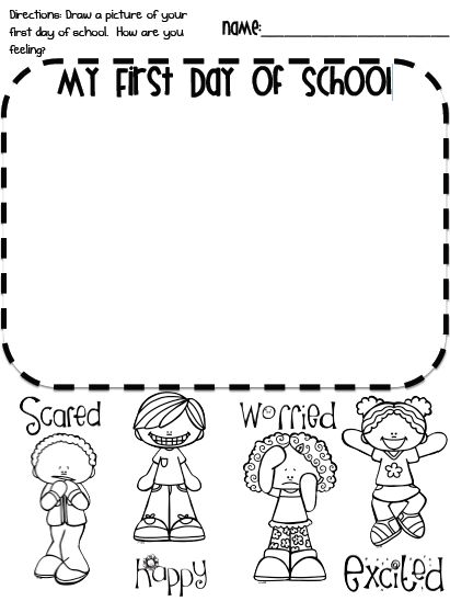 First day of school FREEBIE!  https://drive.google.com/file/d/0Bwy_8L1vfUHTcjQzOUpsTklkaTg/edit?usp=sharing First Day Of School Worksheets, Preschool First Day, Back To School Worksheets, Welcome To School, First Day School, School Coloring Pages, First Day Of School Activities, Kindergarten Worksheets Printable, Back To School Crafts