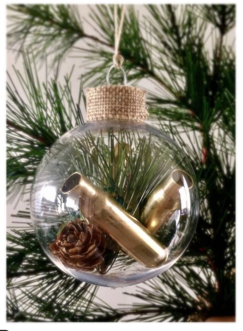 Diy Rustic Christmas Ornaments, Diy Rustic Christmas, Christmas Ornaments Ideas, Camo Christmas, Harry Potter Christmas Decorations, Clear Plastic Ornaments, Ornaments Ideas, Rustic Christmas Ornaments, Homemade Ornaments