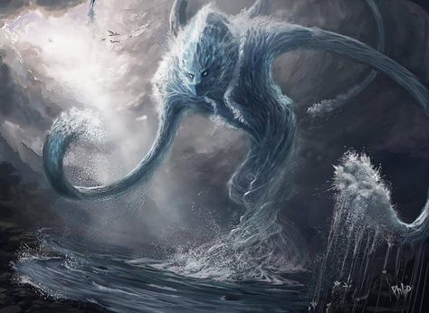 Water Elemental in all its titanic glory Water Elemental, Creature Fantasy, Myths & Monsters, D D Monsters, Forgotten Realms, 다크 판타지, Incubus, Water Element, Fantasy Monster